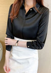 Black Satin Button Down Shirt