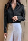 Black Satin Button Down Shirt