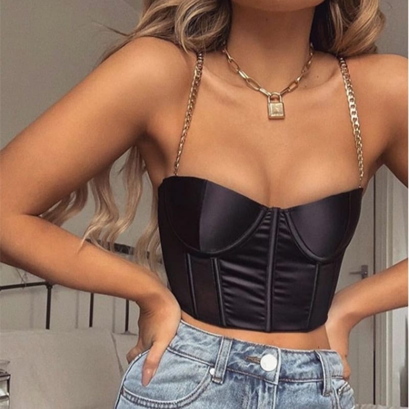Black Satin Corset Top