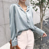 Blue Satin Oversized Shirt
