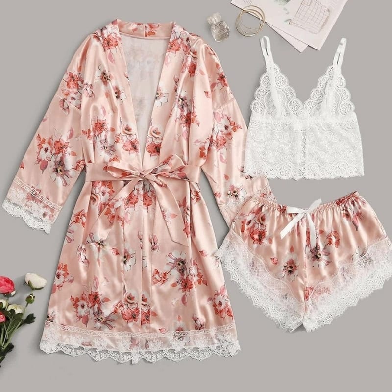 Lace Satin Pajama Set