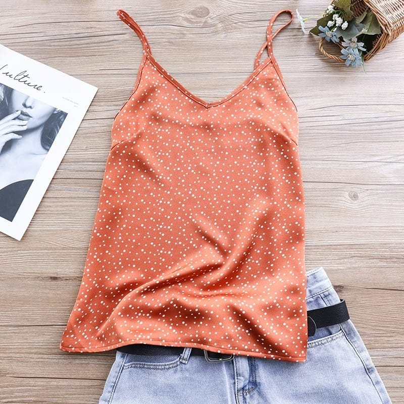 Orange Satin Tank Top