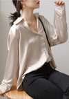 Oversized Satin Button Down Shirt