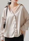 Oversized Satin Button Down Shirt