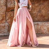 Pink Satin Maxi Skirt