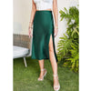 Satin Midi Skirt with Slit