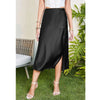 Satin Midi Skirt with Slit