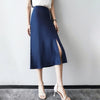 Satin Midi Slit Skirt