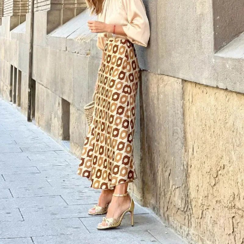 Satin Printed Maxi Skirt