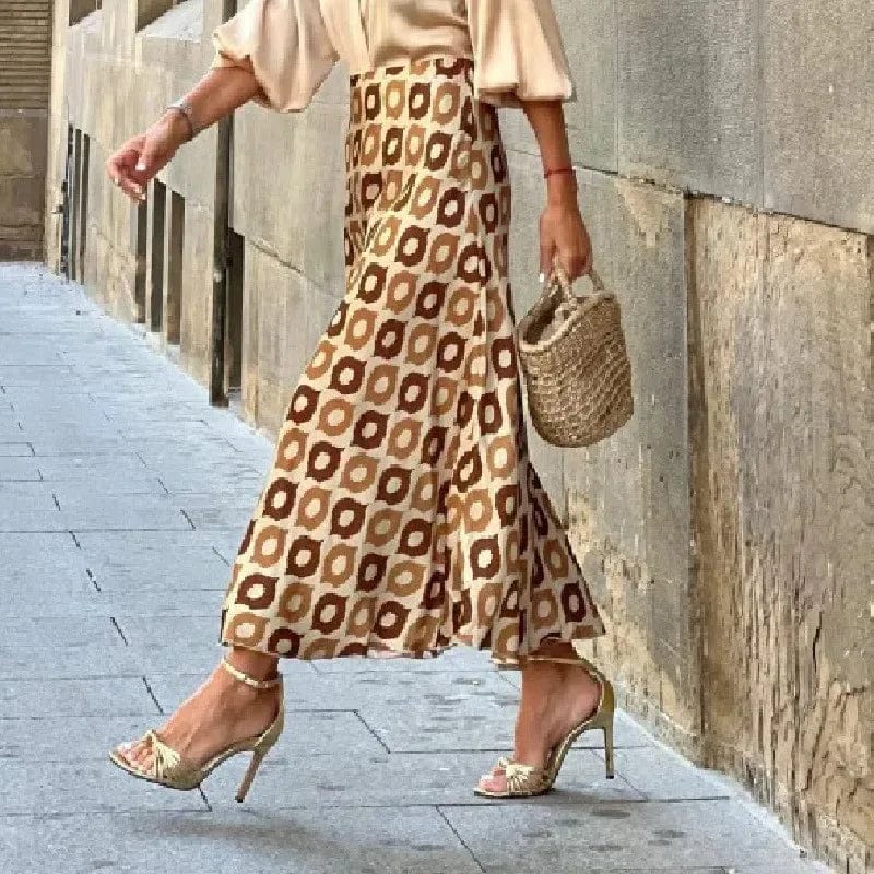 Satin Printed Maxi Skirt