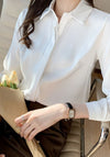 Satin White Button Down Shirt