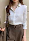 Satin White Button Down Shirt