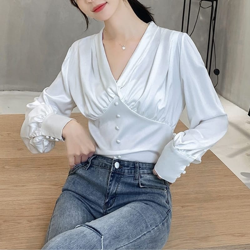 White Satin Blouse
