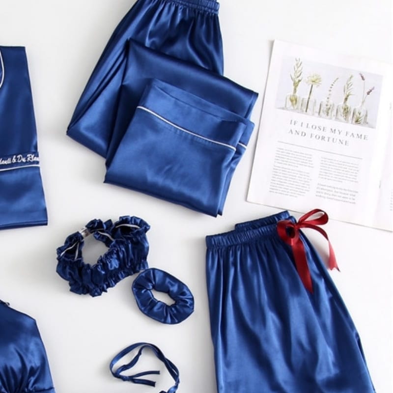 7 Piece Satin Pajama Set