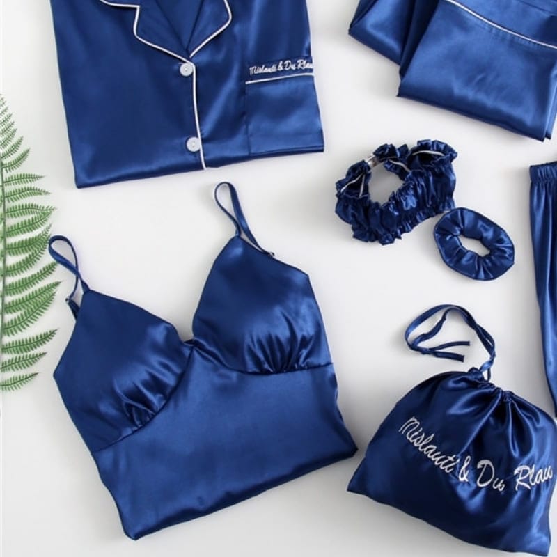 7 Piece Satin Pajama Set