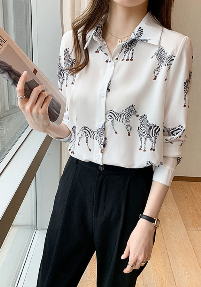 Animal Print Satin Shirt
