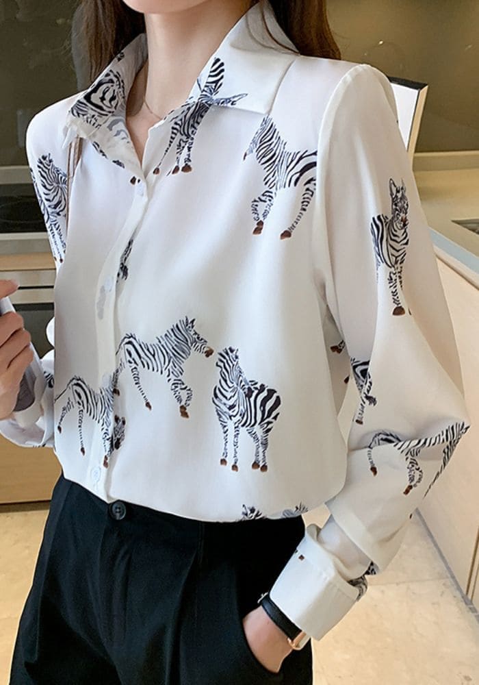 Animal Print Satin Shirt