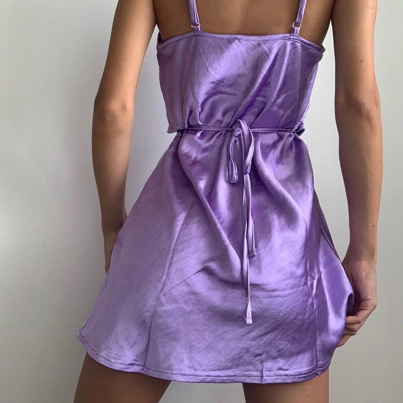 Backless Satin Mini Dress