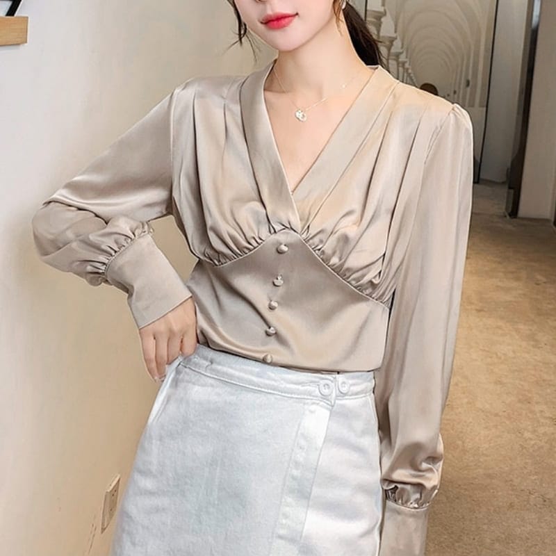 Beige Satin Blouse