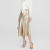 Beige Satin Midi Skirt