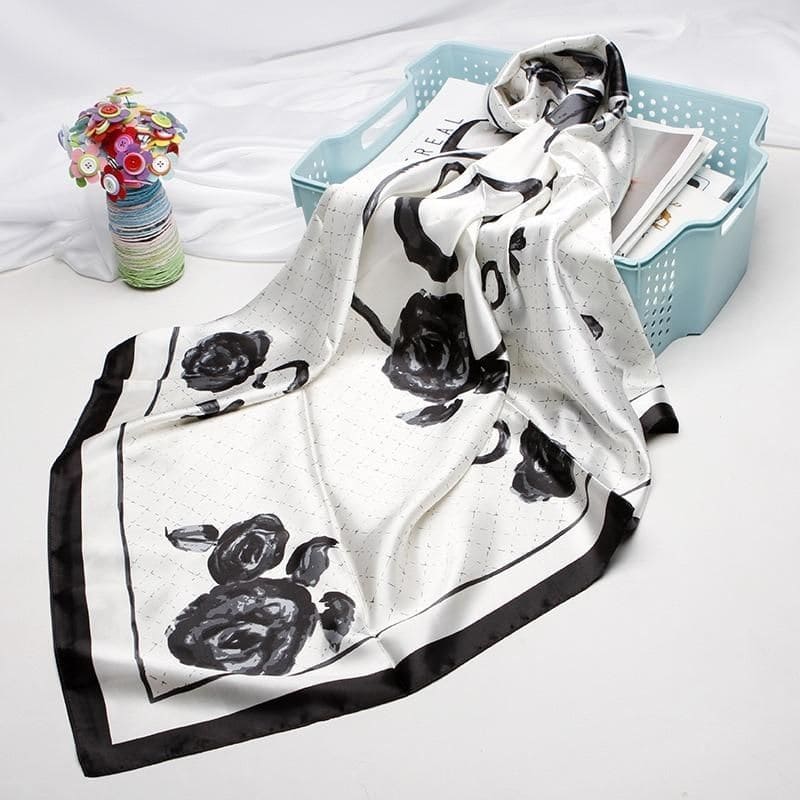 Black and White Satin Scarf