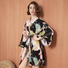 Black Floral Satin Kimono