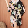 Black Floral Satin Kimono