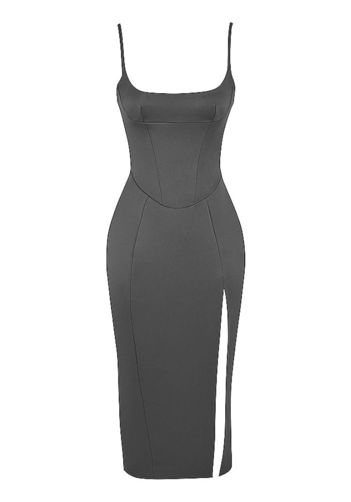 Black Satin Corset Dress