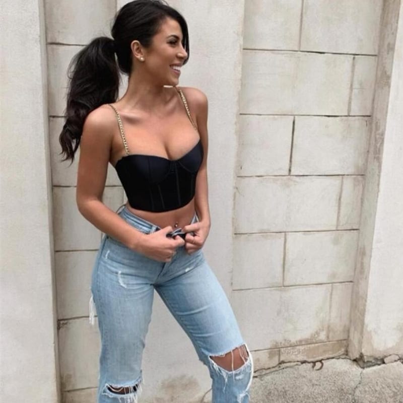 Black Satin Corset Top