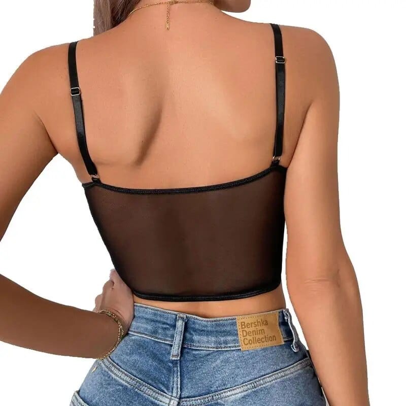 Black Satin Crop Top