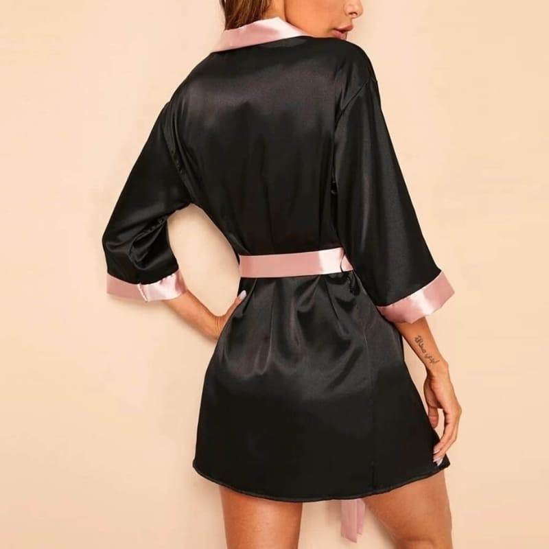 Black Satin Kimono Cardigan