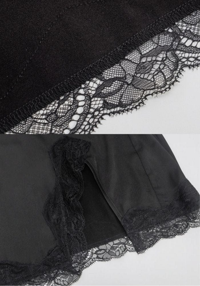 Black Satin Lace Dress