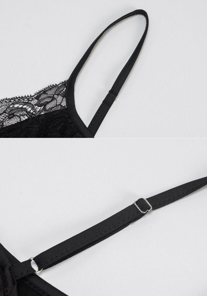 Black Satin Lace Dress