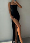 Black Satin Maxi Dress