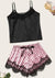 Black Satin Pajamas Short Set