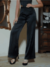 Black Satin Palazzo Pants