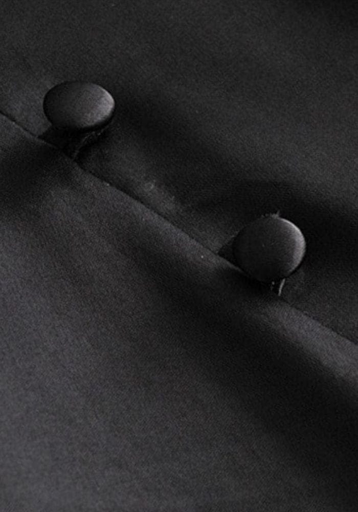 Black Satin Slit Dress