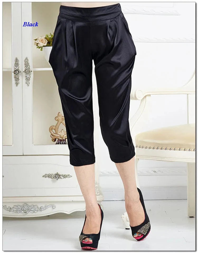 Black Satin Stretch Pants