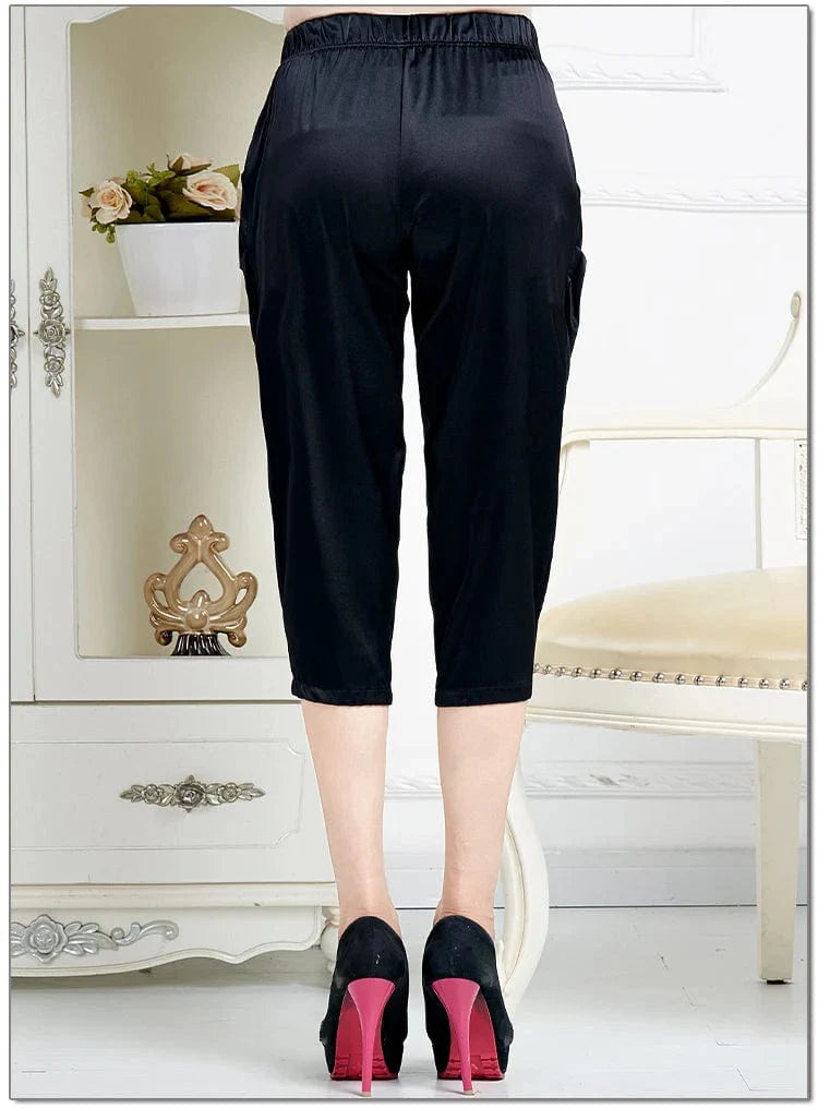 Black Satin Stretch Pants