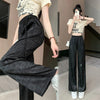 Black Satin Wide Leg Pants