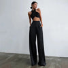 Black Stretch Satin Pants