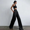 Black Stretch Satin Pants