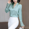 Blue Satin Blouse Long Sleeve