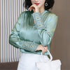 Blue Satin Blouse Long Sleeve