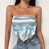 Blue Satin Bustier Top