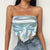 Blue Satin Bustier Top