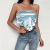 Blue Satin Bustier Top