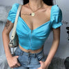 Blue Satin Corset Top