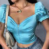 Blue Satin Corset Top