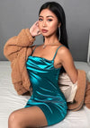 Blue Satin Mini Dress